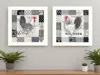 Homezia Set Of Two Black And White Rooster White Framed Print Wall Art