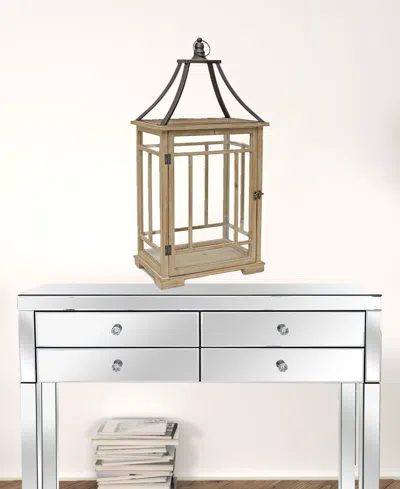 Homezia Set Of Two Black Flameless Floor Lantern Candle Holder