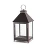 Homezia Set Of Two Black Flameless Floor Lantern Candle Holder