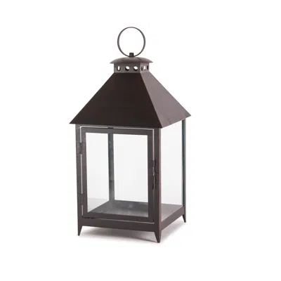 Homezia Set Of Two Black Flameless Floor Lantern Candle Holder