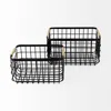 Homezia Set Of Two Black Metal Baskets