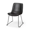 Homezia Set Of Two Black Upholstered Faux Leather Side Chairs