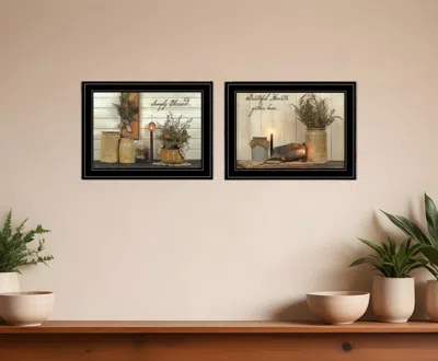Homezia Set Of Two Blessed Gathering 2 Black Framed Print Kitchen Wall Art In Brown