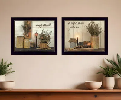 Homezia Set Of Two Blessed Gathering Black Framed Print Wall Art In Multi