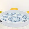 Homezia Set Of Two Blue Round Solid Wood Vanity Tray With Handles In Multi