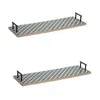 Homezia Set Of Two Blue Solid Wood Serving Tray With Handles In Multi