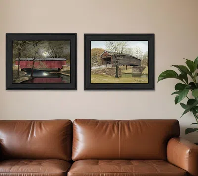 Homezia Set Of Two Bridges Black Framed Print Wall Art In Multi