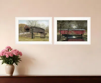Homezia Set Of Two Bridges Of 1 White Framed Print Wall Art In Multi