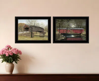 Homezia Set Of Two Bridges Of 2 Black Framed Print Wall Art