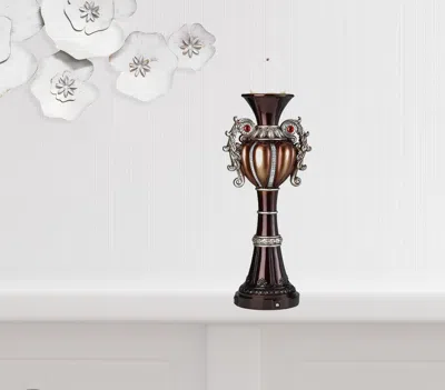 Homezia Set Of Two Bronze Tabletop Urn Shape Pillar Candle Holders