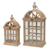 Homezia Set Of Two Brown Flameless Floor Lantern Candle Holder