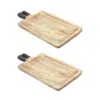 Homezia Set Of Two Brown Solid Wood Cheese Boards In Multi