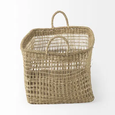 Homezia Set Of Two Brown Wicker Storage Baskets