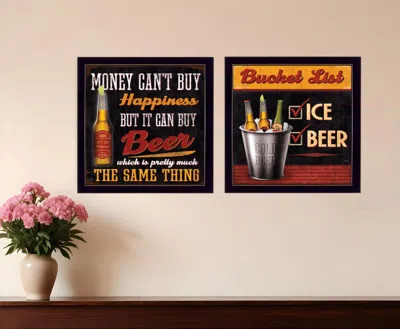 Homezia Set Of Two Bucket List Black Framed Print Wall Art