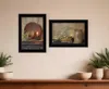 HOMEZIA SET OF TWO CANDLE LIGHT AND FLOWERS 2 BLACK FRAMED PRINT WALL ART