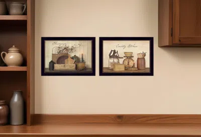 Homezia Set Of Two Candlelight And Flowers 3 Black Framed Print Wall Art