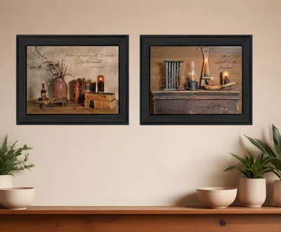 Homezia Set Of Two Candles Black Framed Print Wall Art
