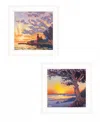 Homezia Set Of Two Carmel Beach And Lighthouse 1 White Framed Print Wall Art