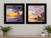 Homezia Set Of Two Carmel Beach And Lighthouse 4 Black Framed Print Wall Art