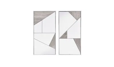 Homezia Set Of Two Chrome And Natural Framed Accent Mirror