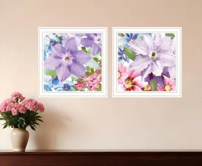 Homezia Set Of Two Clematis 1 White Framed Print Wall Art