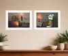Homezia Set Of Two Country Candlelight 4 White Framed Print Wall Art