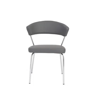 Homezia Set Of Two Curved Gray Chrome Dining Chairs