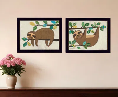 Homezia Set Of Two Cute Sloths 1 Black Framed Print Wall Art