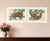Homezia Set Of Two Cute Sloths 2 White Framed Print Wall Art