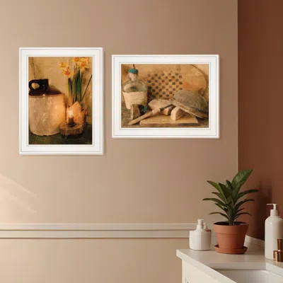 Homezia Set Of Two Daffodils And Cider 1 White Framed Print Bathroom Wall Art In Brown
