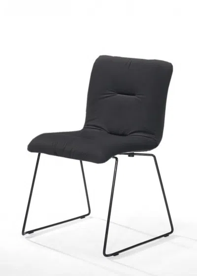 Homezia Set Of Two Dark Gray Velvet Dining Chairs In Black