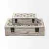 Homezia Set Of Two Distressed White Wooden Boxes