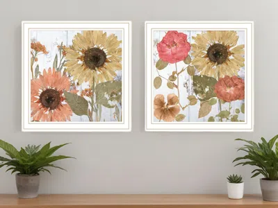 Homezia Set Of Two Earth To Petals 2 White Framed Print Wall Art In Multi
