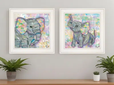 Homezia Set Of Two Elephant I And Ii 1 White Framed Print Wall Art