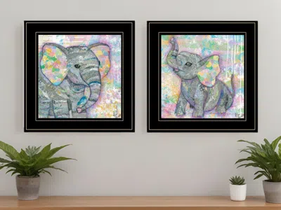 Homezia Set Of Two Elephant I And Ii 2 Black Framed Print Wall Art
