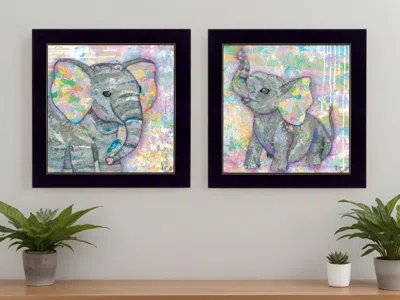 Homezia Set Of Two Elephant I And Ii 3 Black Framed Print Wall Art
