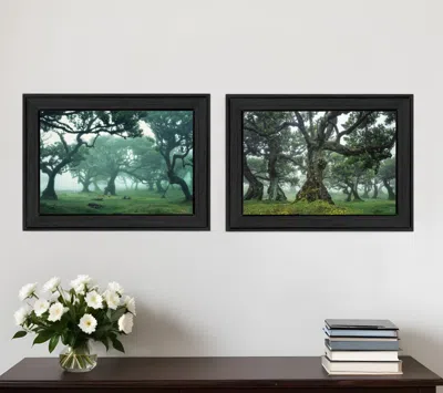 Homezia Set Of Two Enchanted Forest 2 Black Framed Print Wall Art