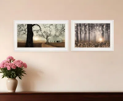 Homezia Set Of Two Enchanted Sunrise 1 White Framed Print Wall Art