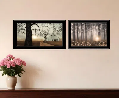 Homezia Set Of Two Enchanted Sunrise 2 Black Framed Print Wall Art In Multi