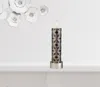 Homezia Set Of Two Espresso And Silver Pillar Tabletop Pillar Candle Holders