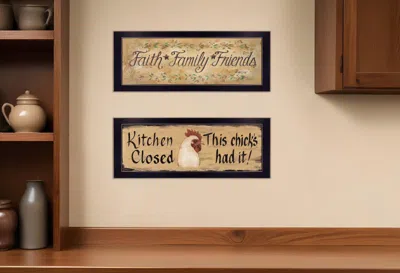 Homezia Set Of Two Faith*family*friends And This Chick Black Framed Print Kitchen Wall Art