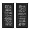 Homezia Set Of Two Family And House Rules Black Framed Print Wall Art