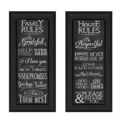 Homezia Set Of Two Family And House Rules Black Framed Print Wall Art
