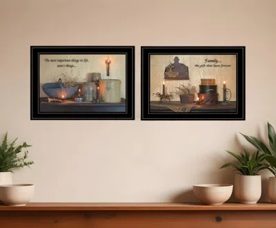 Homezia Set Of Two Family Forever 2 Black Framed Print Wall Art In Multi