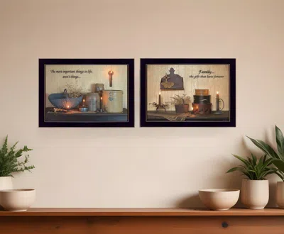 Homezia Set Of Two Family Forever 3 Black Framed Print Wall Art In Multi