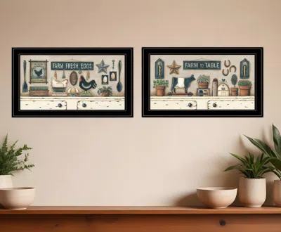 Homezia Set Of Two Farm Fresh 2 Black Framed Print Wall Art