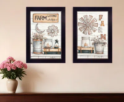 Homezia Set Of Two Farm Living 1 Black Framed Print Wall Art