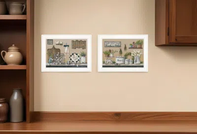 Homezia Set Of Two Farmhouse Kitchen 1 White Framed Print Kitchen Wall Art