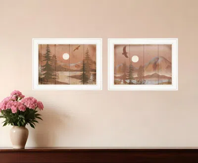 Homezia Set Of Two Full Moon I And Ii 1 White Framed Print Wall Art