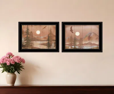 Homezia Set Of Two Full Moon I And Ii 2 Black Framed Print Wall Art